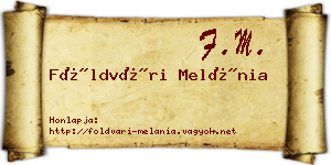 Földvári Melánia névjegykártya